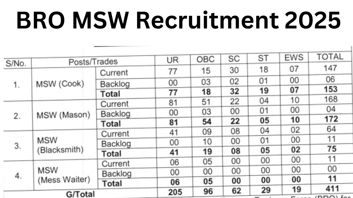 BRO MSW Recruitment 2025