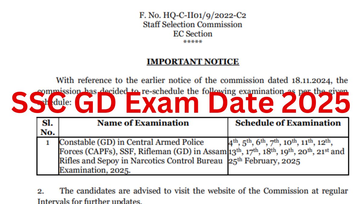 SSC GD Exam Date 2025