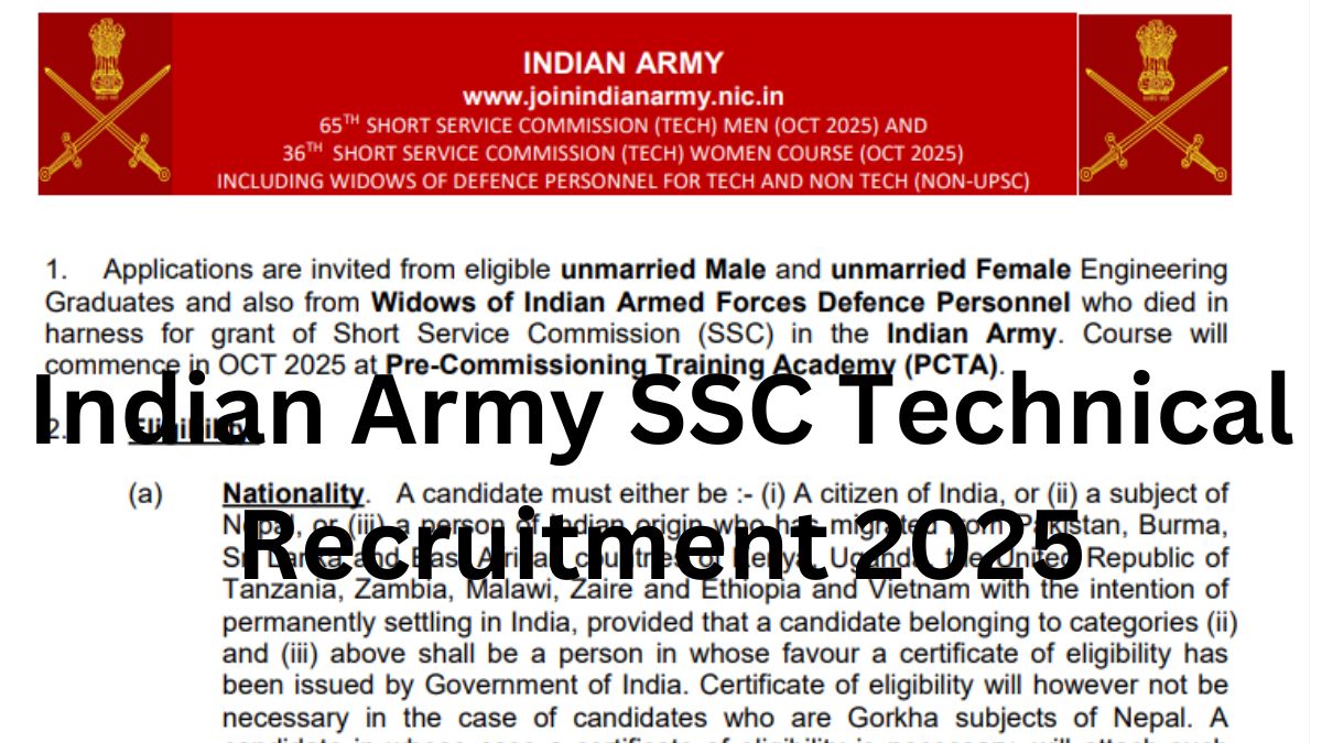 Indian Army SSC Technical Recruitment 2025