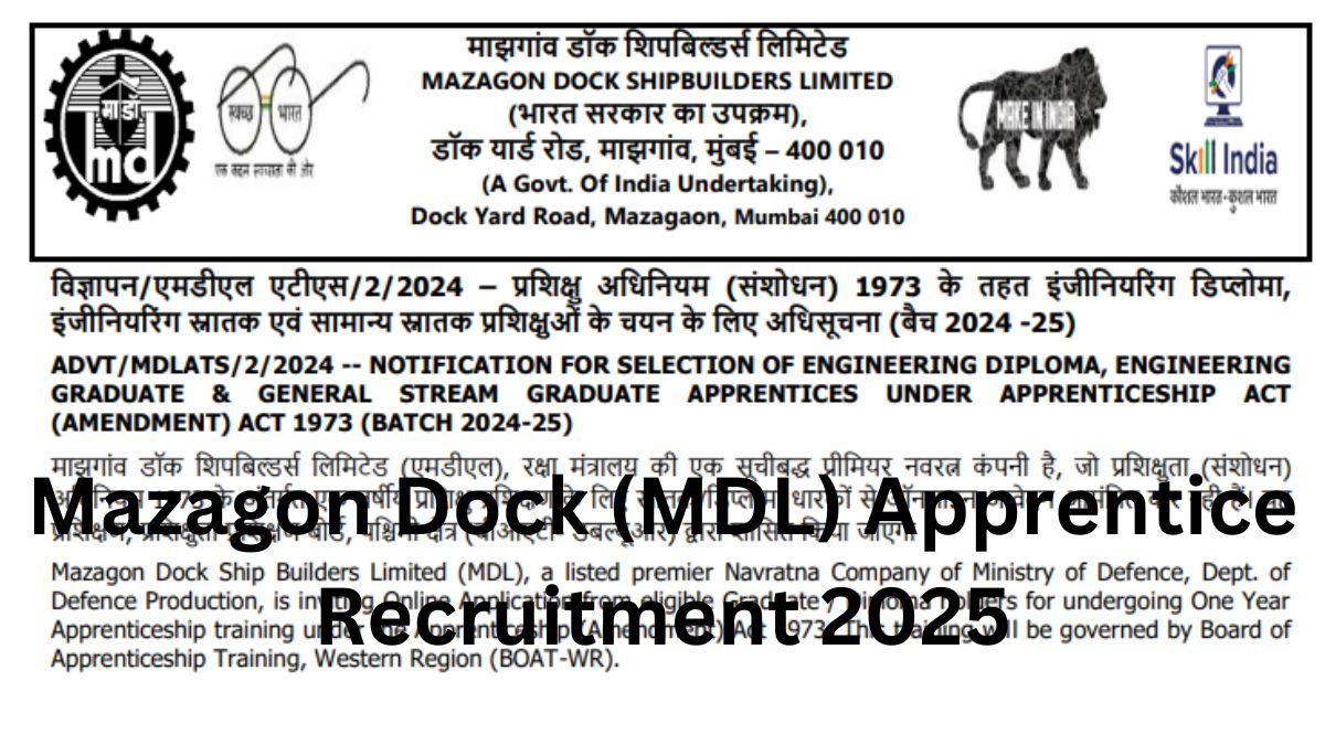 Mazagon Dock (MDL) Apprentice Recruitment