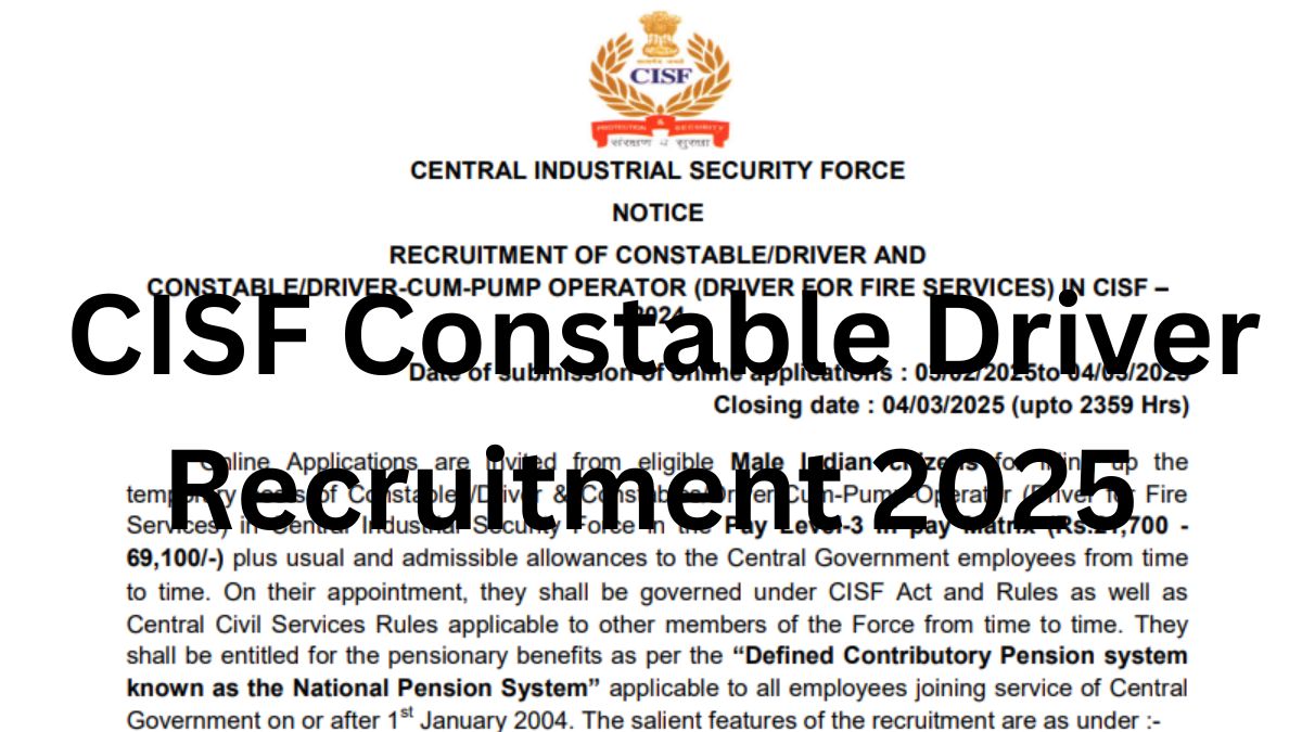 CISF Constable Driver Recruitment 2025