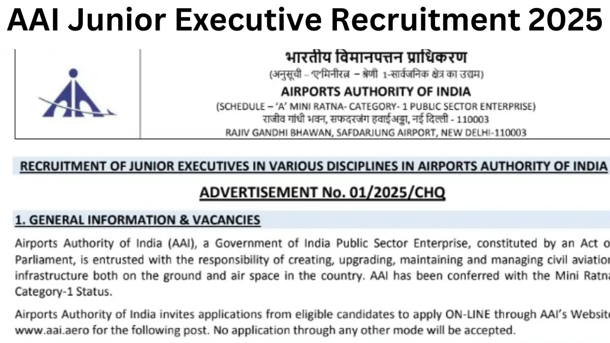 AAI Junior Executive Recruitment 2025