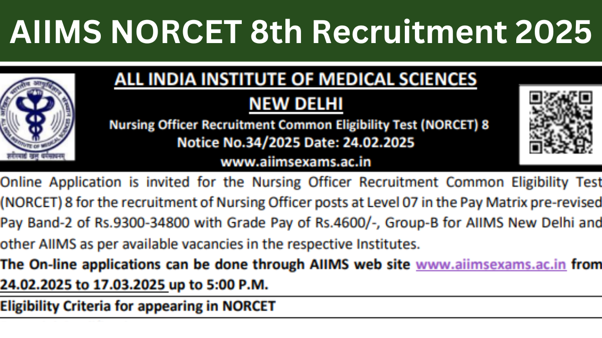 AIIMS NORCET 8th Recruitment 2025