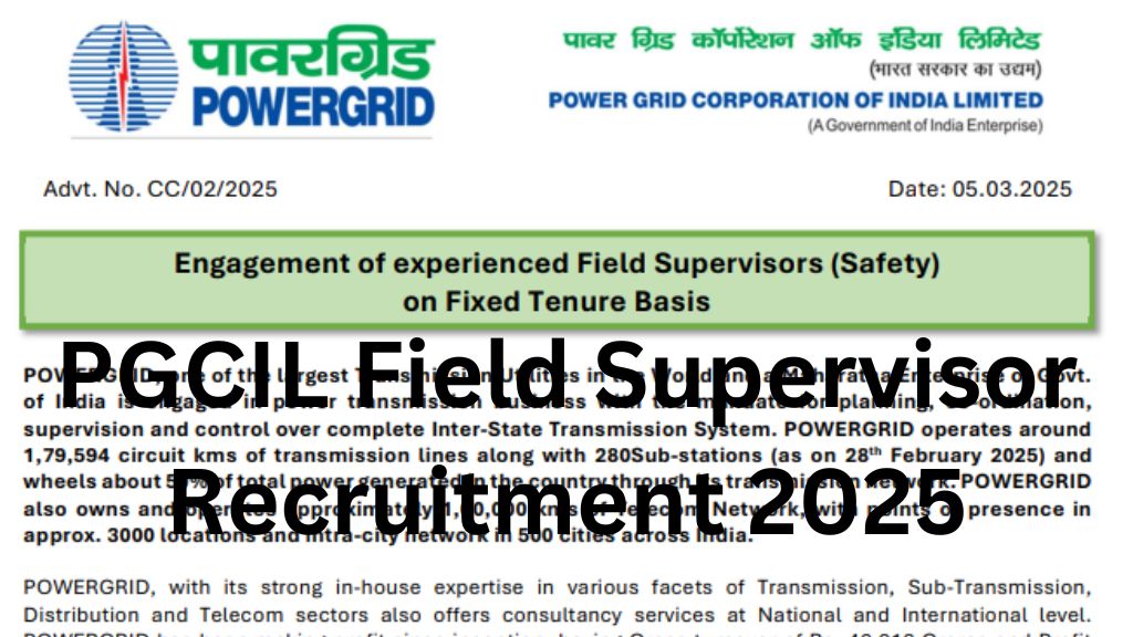 PGCIL Field Supervisor Recruitment 2025