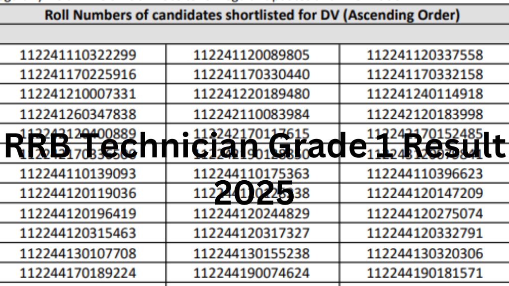 RRB Technician Grade 1 Result 2025