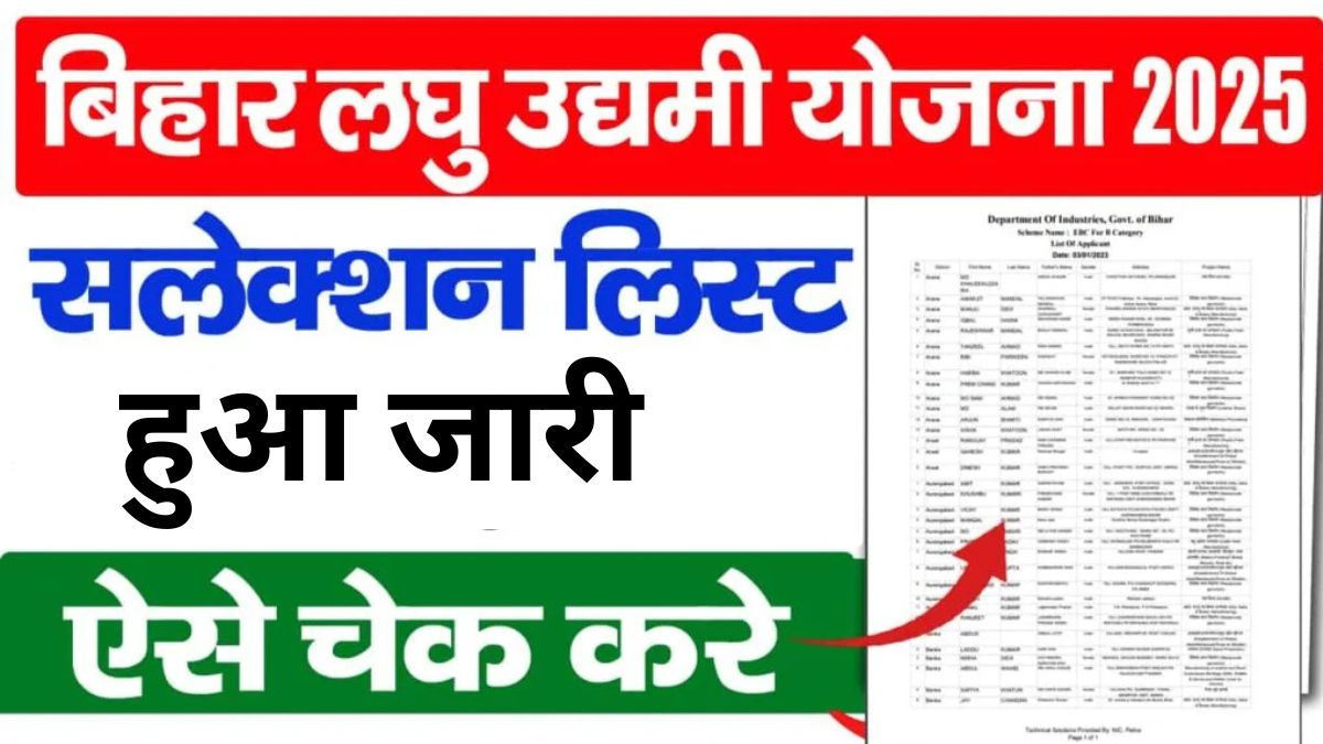 Bihar Laghu Udyami Yojana Selection List 2025