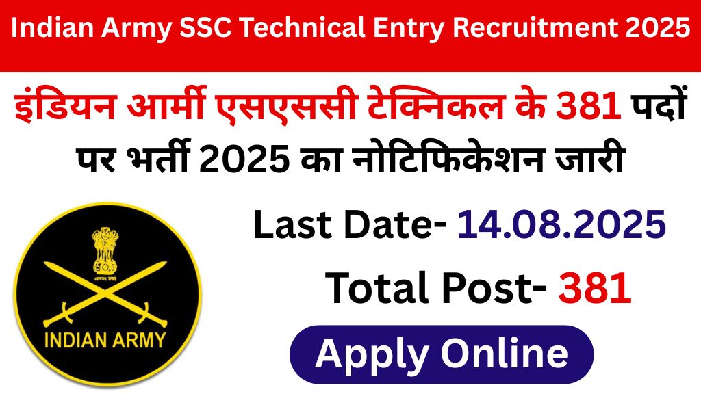 Indian Army SSC Technical Entry Recruitment 2025