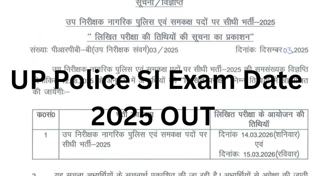 UP Police SI Exam Date 2025 OUT