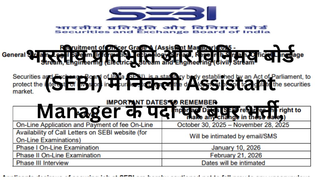 SEBI Grade A Recruitment 2025