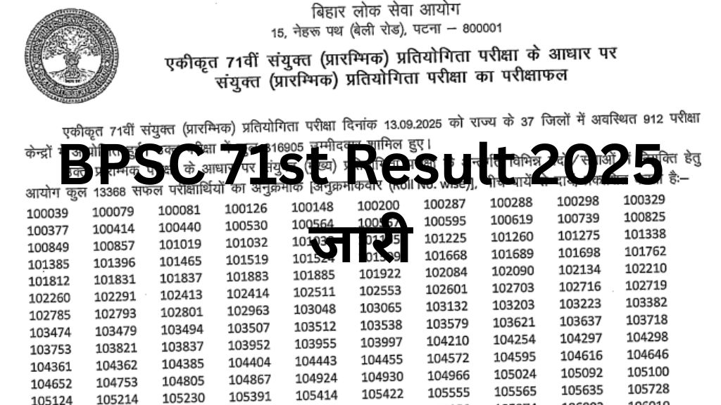 BPSC 71st Result 2025