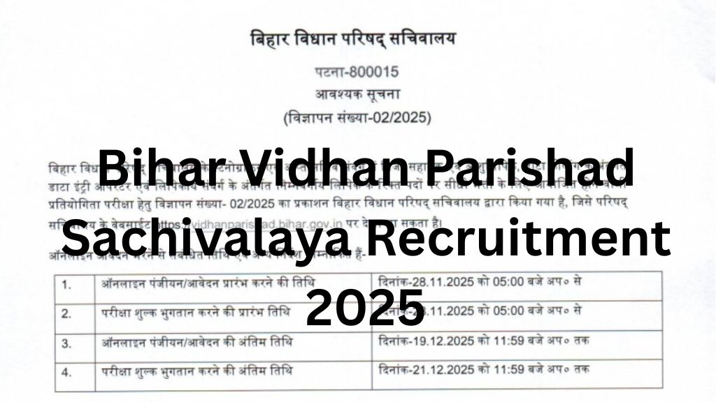 Bihar Vidhan Parishad Sachivalaya Recruitment 2025