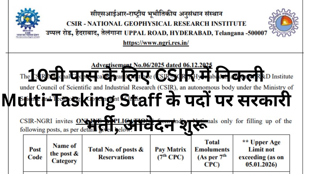 CSIR NGRI Recruitment 2025