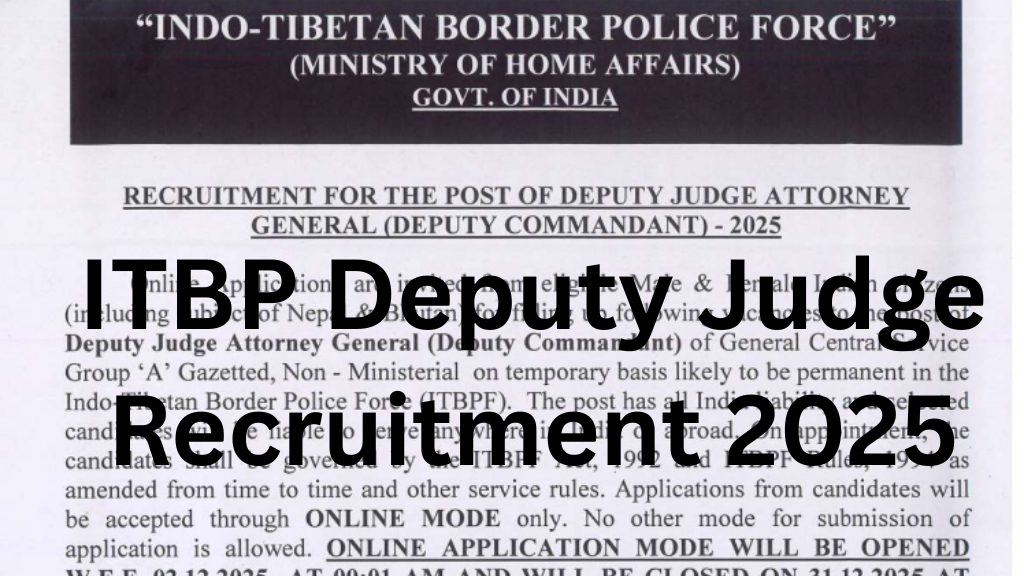 ITBP Deputy Judge Recruitment 2025