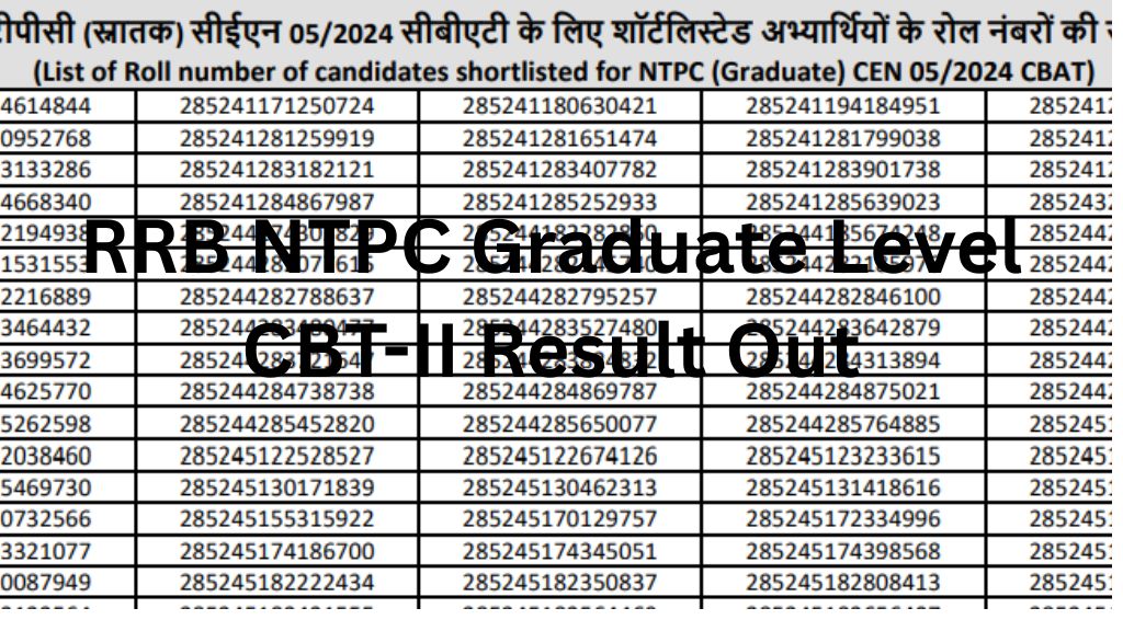 RRB NTPC Graduate Level CBT-II Result Out: