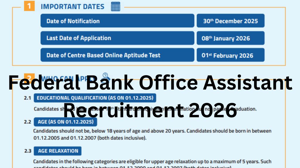 Federal Bank Office Assistant Recruitment 2026